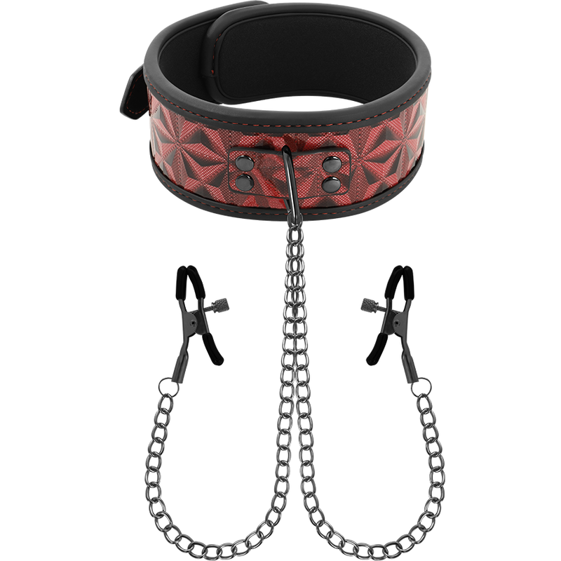 BEGME – RED EDITION COLLAR CON CADENAS Y PINZAS PEZONES CON FORRO DE NEOPRENO