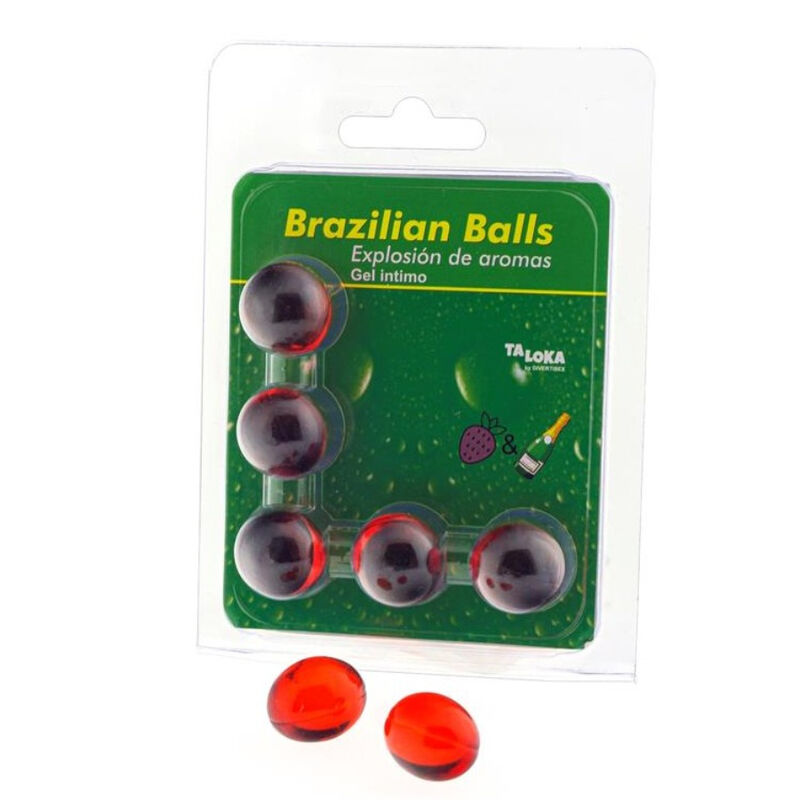 TALOKA – BRAZILIAN BALLS GEL ÍNTIMO FRESAS  CHAMPN 5 BOLAS