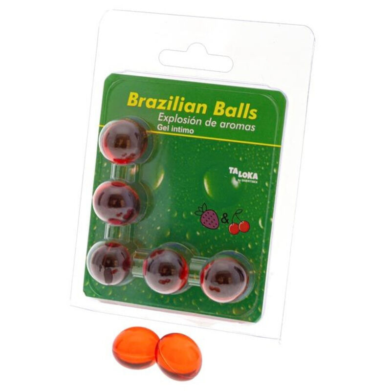 TALOKA – BRAZILIAN BALLS GEL ÍNTIMO FRESA  CEREZA 5 BOLAS