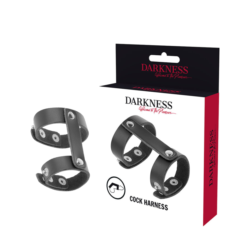 DARKNESS – ANILLO PENE Y TESTICULOS AJUSTABLE LEATHER