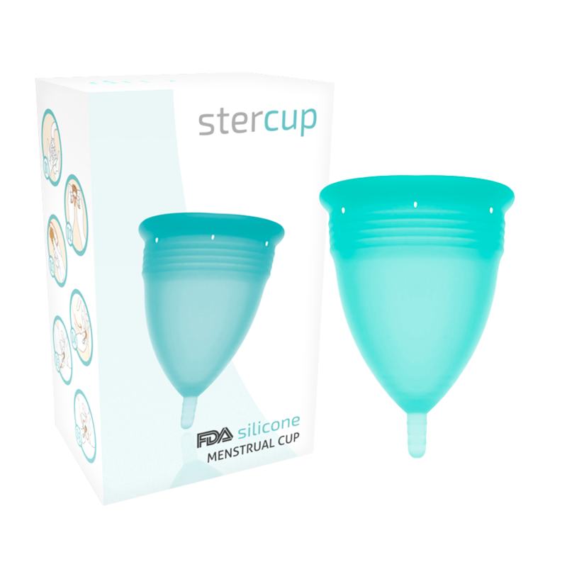 STERCUP – COPA MENSTRUAL FDA SILICONA AQUAMARINA – TALLA L