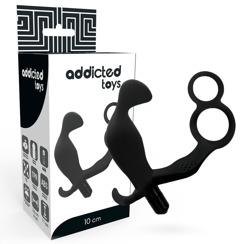 ADDICTED TOYS – PLUG ANAL CON ANILLA DOBLE PENE Y TESTICULOS NEGRO