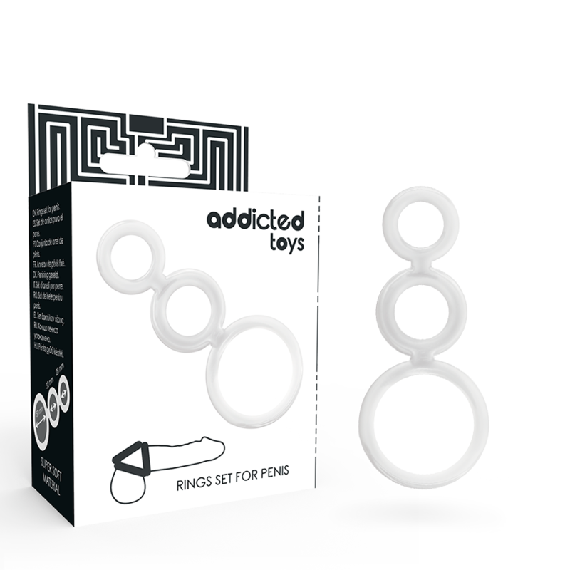 ADDICTED TOYS – SET ANILLOS PENE Y TESTICULOS CLEAR