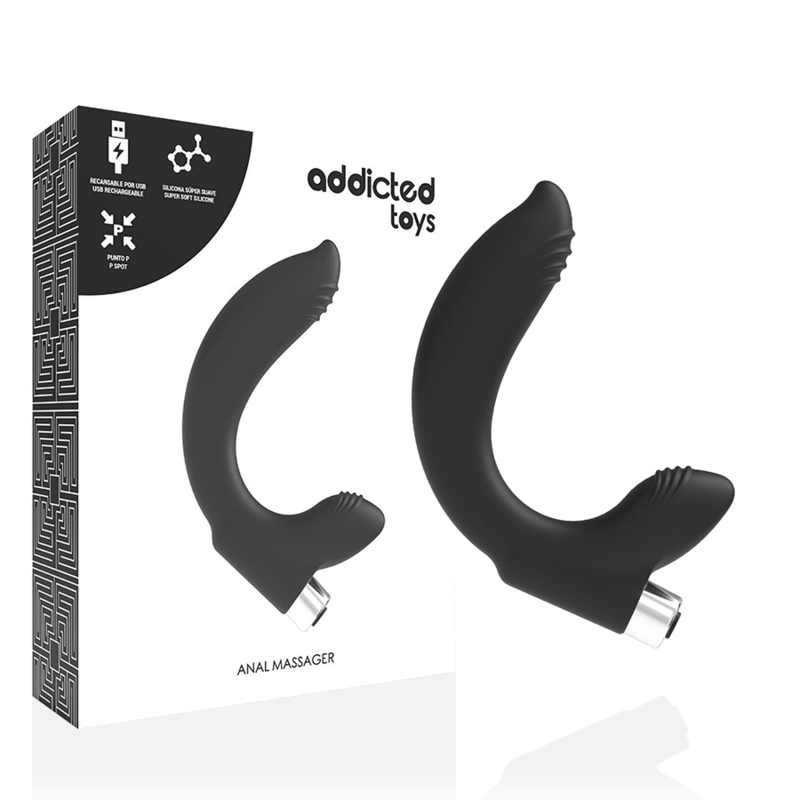 ADDICTED TOYS – VIBRADOR PROSTTICO RECARGABLE MODEL 7 – NEGRO