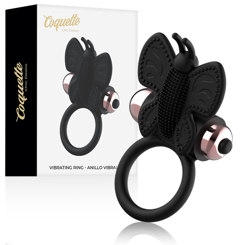 COQUETTE CHIC DESIRE – COCK RING BUTTERFLY ANILLO VIBRADOR NEGRO / GOLD