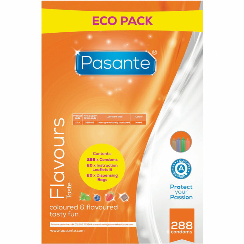 PASANTE – PRESERVATIVO ECO PACK SABORES BOLSA 288 UNIDADES