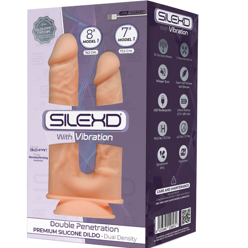 SILEXD – MODELO 1 PENE REALISTICO DOBLE PENETRACION VIBRADOR SILICONA PREMIUM SILEXPAN 17.5 / 19.5 CM