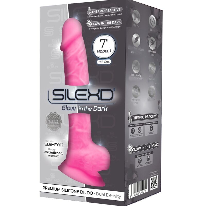 SILEXD – MODELO 1 PENE REALISTICO SILICONA PREMIUM SILEXPAN ROSA FLUORESCENTE 17.5 CM