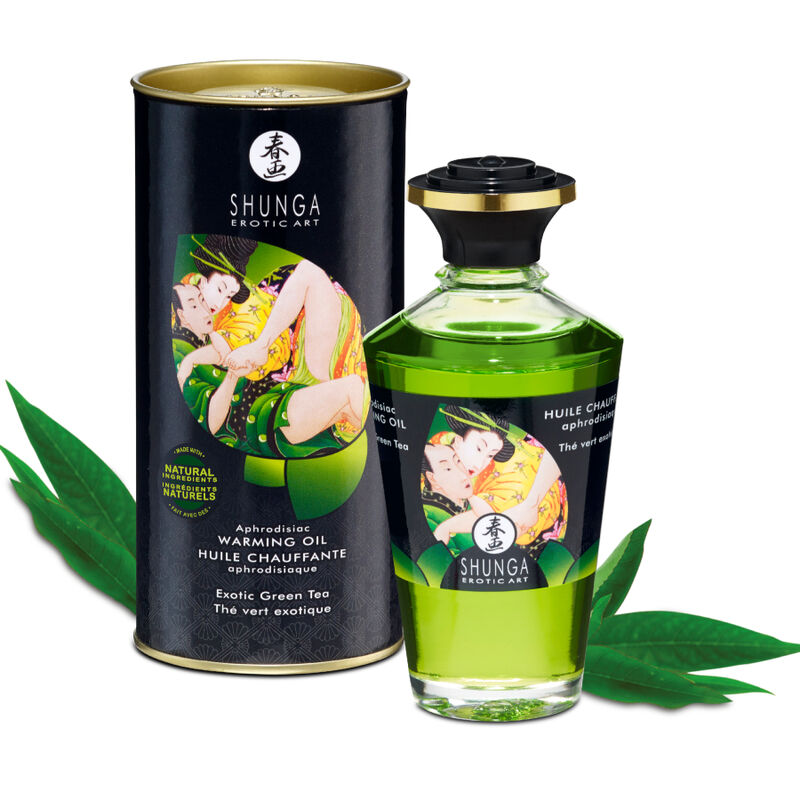 SHUNGA – ACEITE MASAJE EFECTO CALOR TE VERDE ORGANICO 100 ML