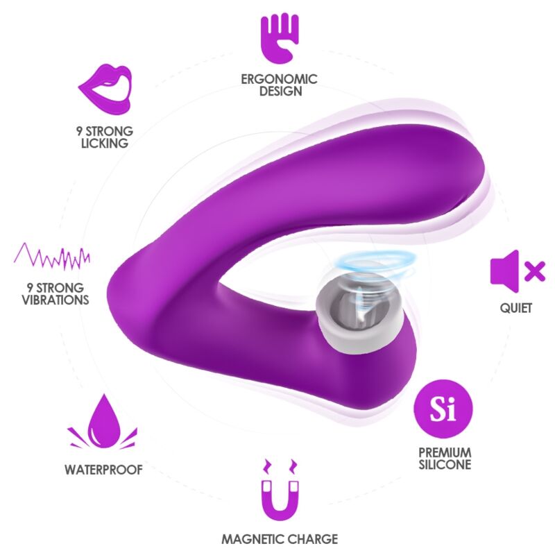 ARMONY – SECRETKISS ESTIMULADOR CON LENGUA CLITORIS  VIBRADOR CURVO VIOLETA