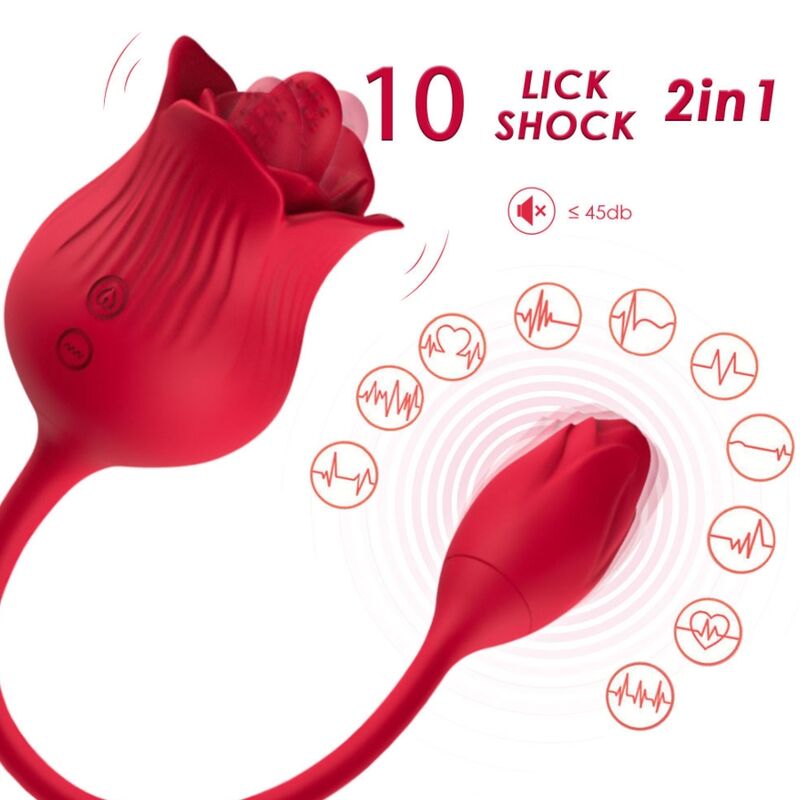 ARMONY – ROSA VIBRADOR ESTIMULADOR CLÍTORIS CON COLA 10 MODOS ROJO