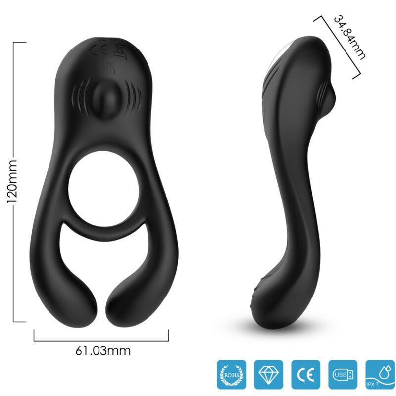 ARMONY – VEYRON ANILLO VIBRADOR DOBLE PINZA NEGRO