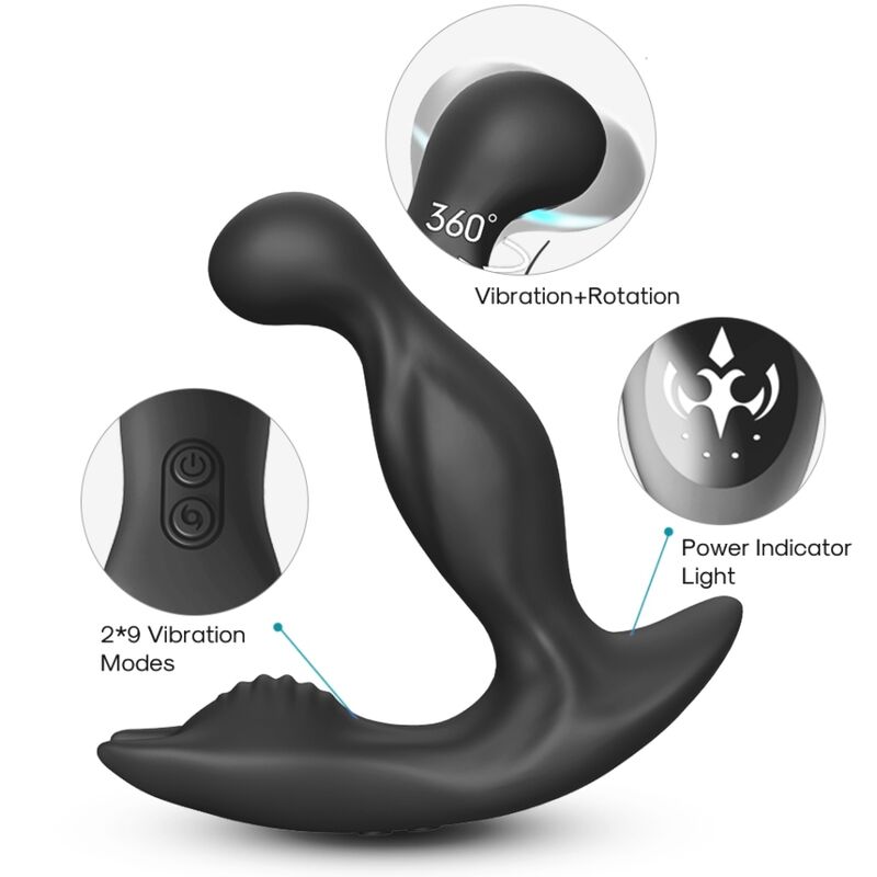 ARMONY – BAT KING VIBRADOR ANAL PROSTATA ROTADOR CONTROL REMOTO NEGRO