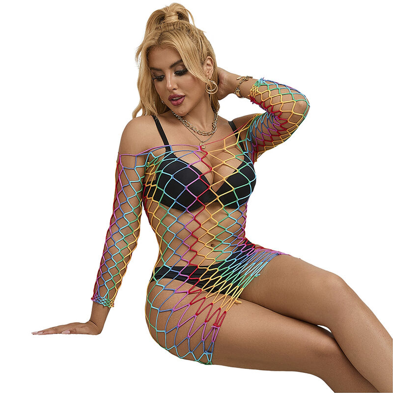 SUBBLIME – 952426 BODYSTOCKING DE REJILLA MANGA LARGA ARCOIRIS TALLA ÚNICA