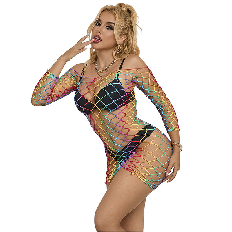 SUBBLIME – 952426 BODYSTOCKING DE REJILLA MANGA LARGA ARCOIRIS TALLA ÚNICA