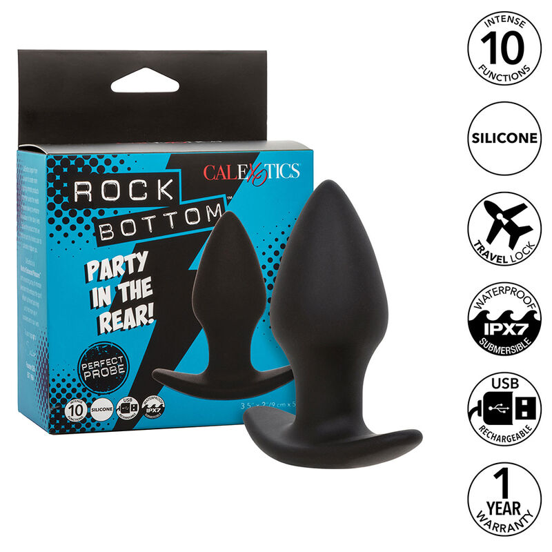 CALEXOTICS – ROCK BOTTOM PERFECT PLUG ANAL 10 VIBRACIONES SILICONA NEGRO