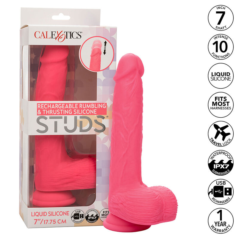 CALEXOTICS – STUDS VIBRADOR REALÍSTICO 10 VIBRACIONES Y ROSA