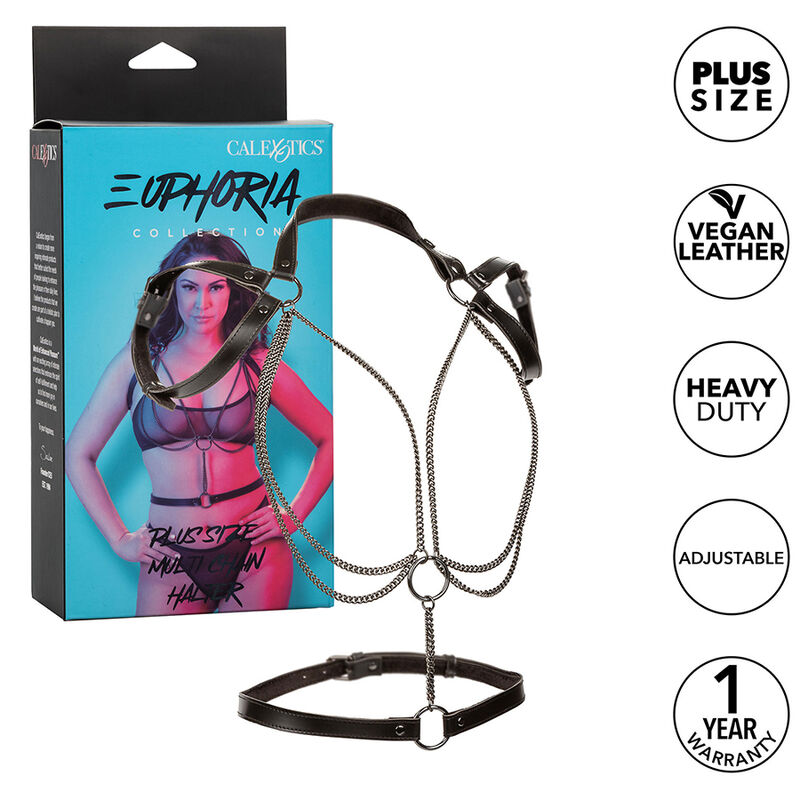 CALEXOTICS – EUPHORIA ARNÉS ESTILO CABESTRO CON MÚLTIPLES CADENAS PREMIUM TALLA PLUS