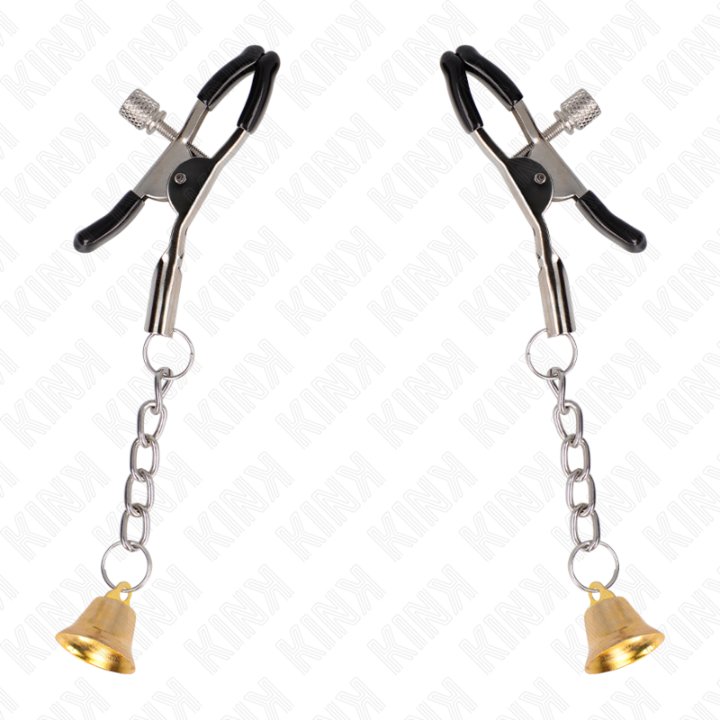 KINK – PINZAS PARA PEZONES CON COLGANTE DE CAMPANA DORADO 6 CM