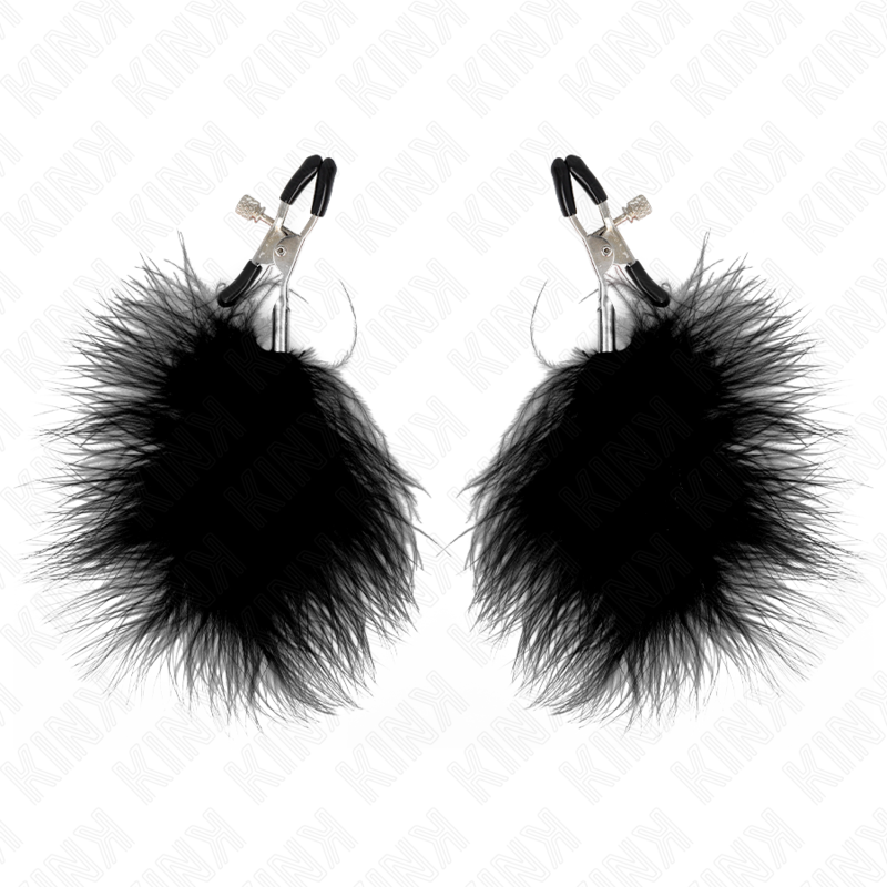 KINK – PINZAS PARA PEZONES CON PLUMA NEGRO 7 CM