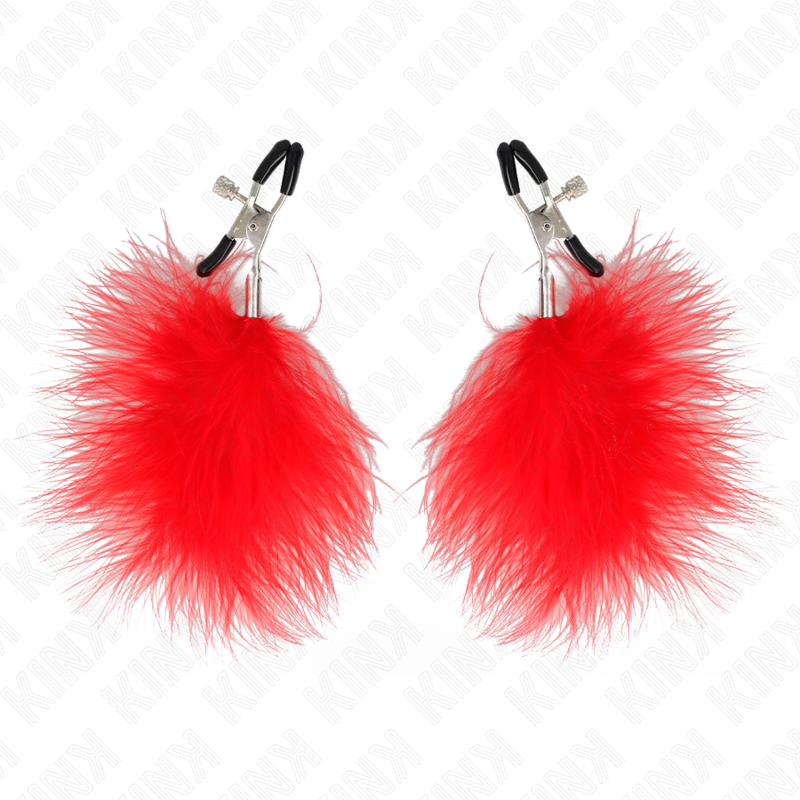 KINK – PINZAS PARA PEZONES CON PLUMA ROJO 7 CM