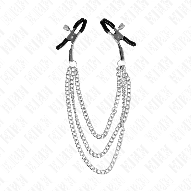 KINK – PINZAS PARA PEZONES CON TRIPLE CADENA PLATEADO 20/23/28 CM