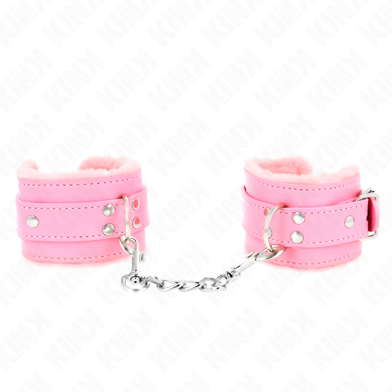 KINK – MUÑEQUERAS FORRADAS ROSA CON CORREA ROSA AJUSTABLE 20-29 CM X 5.5 CM