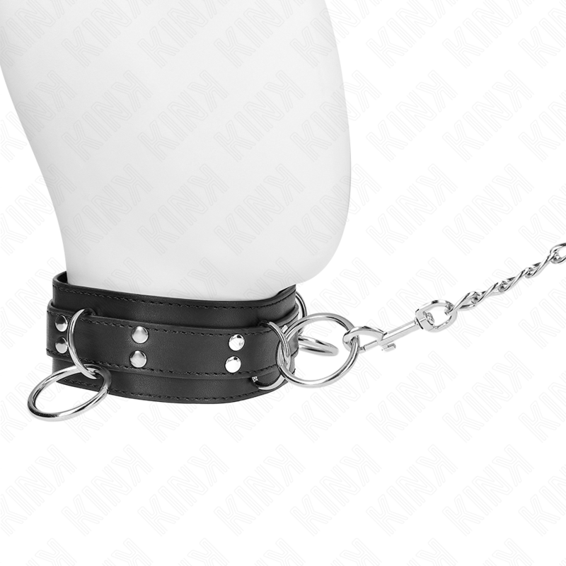 KINK – COLLAR CON CORREA 80 CM ESCLAVITUD 3 ANILLOS 53 X 5 CM