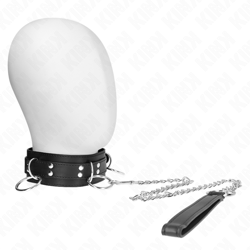 KINK – COLLAR CON CORREA 80 CM ESCLAVITUD 3 ANILLOS 53 X 5 CM