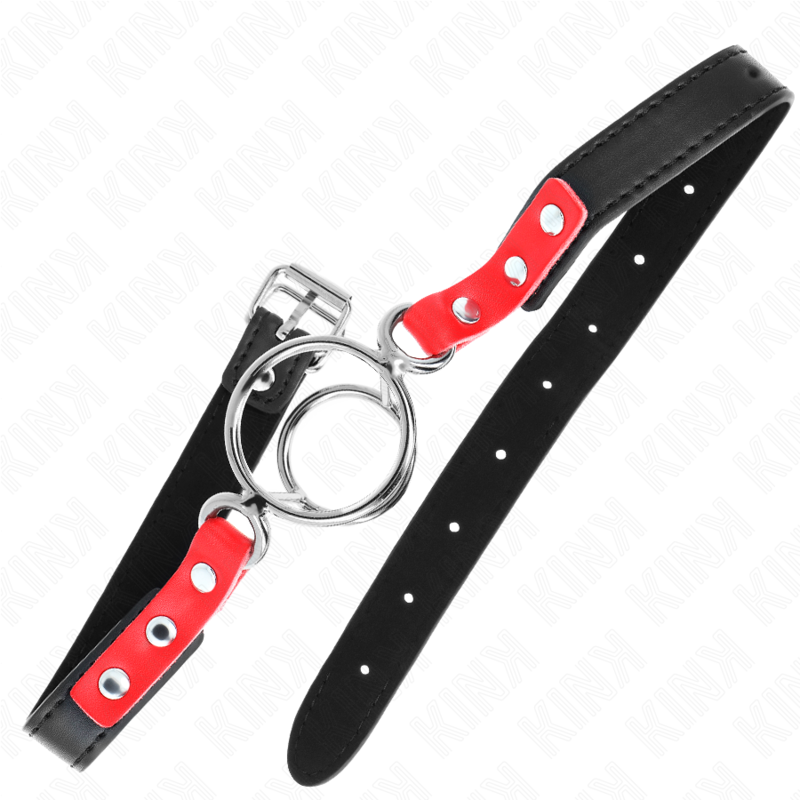 KINK – MORDAZA CON MÚLTIPLES JUNTAS TÓRICAS 4 / 4.8 CM ROJO AJUSTABLE 38 X 56 CM