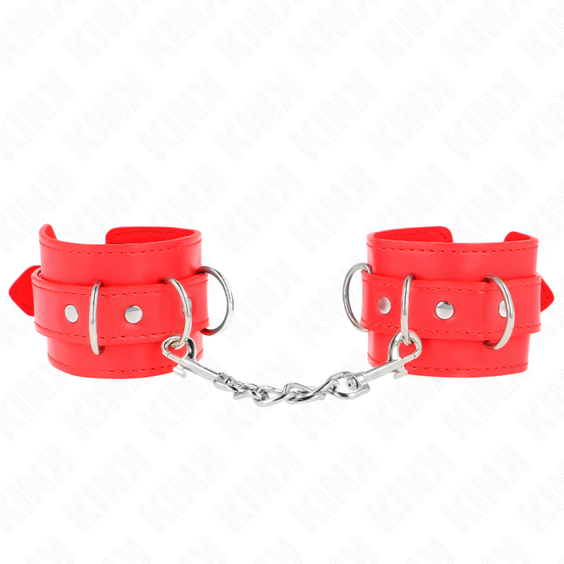 KINK – MUÑEQUERAS CON 3 ANILLAS EN D AJUSTABLE ROJO 17.5-25 CM X 6 CM