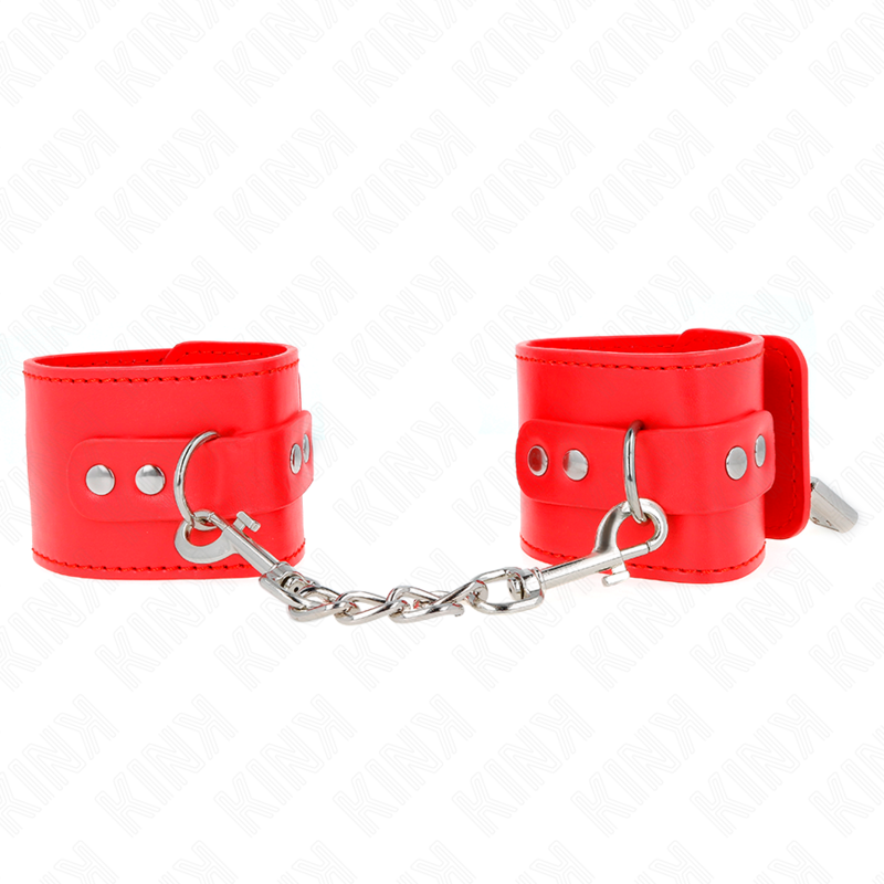 KINK – MUÑEQUERAS CON CIERRE CANDADO ROJO AJUSTABLE 16-23 CM X 5.5 CM