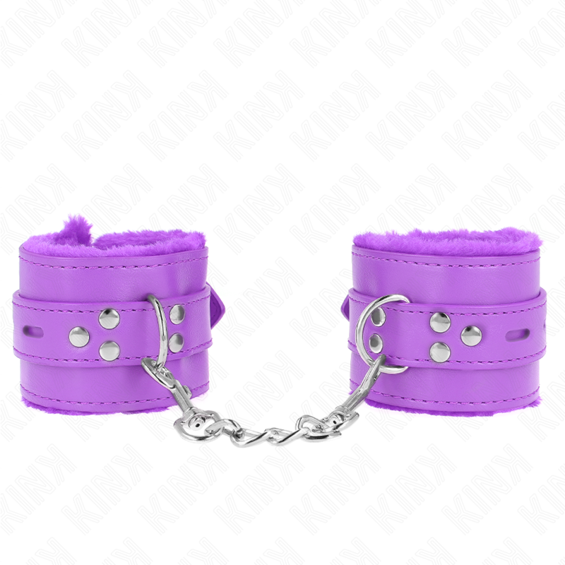 KINK – MUÑEQUERAS FORRADAS CON AGUJEROS CUADRADOS VIOLETA Y CORREA VIOLETA AJUSTABLE 17-29 CM X 6 CM