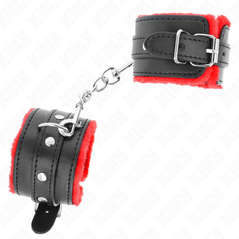 KINK – MUÑEQUERAS FORRADAS PREMIUM ROJO CON CORREA NEGRO AJUSTABLE 17-29 CM X 6 CM