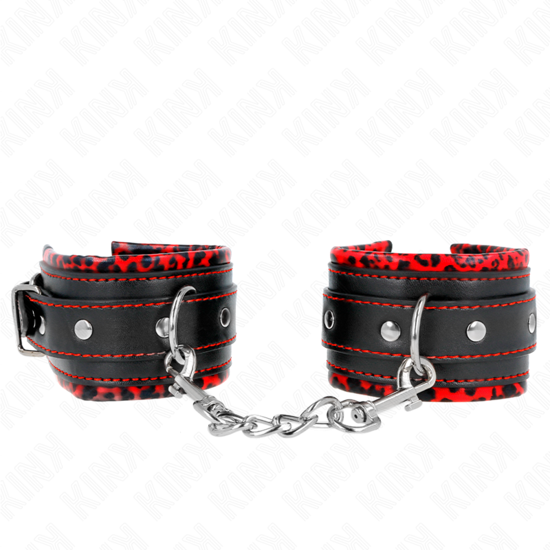 KINK – MUÑEQUERAS FORRADAS ROJO / NEGRO AJUSTABLE 17-29 CM X 6 CM