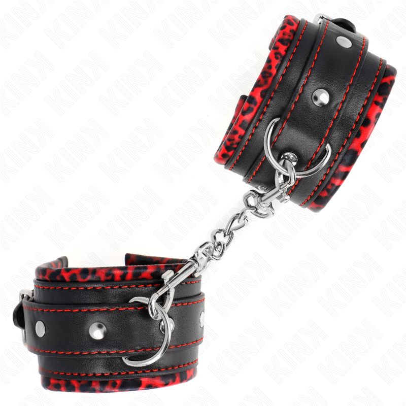 KINK – MUÑEQUERAS FORRADAS ROJO / NEGRO AJUSTABLE 17-29 CM X 6 CM