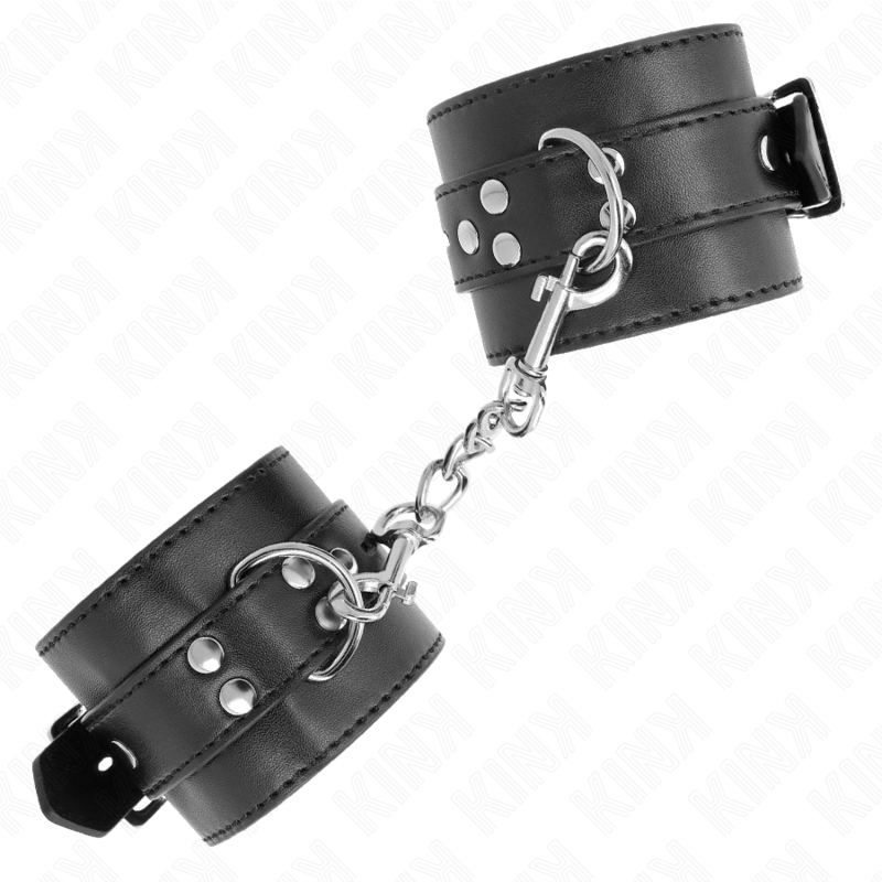 KINK – MUÑEQUERAS NEGRO CON CORREA NEGRO AJUSTABLE 17-28 CM X 6 CM