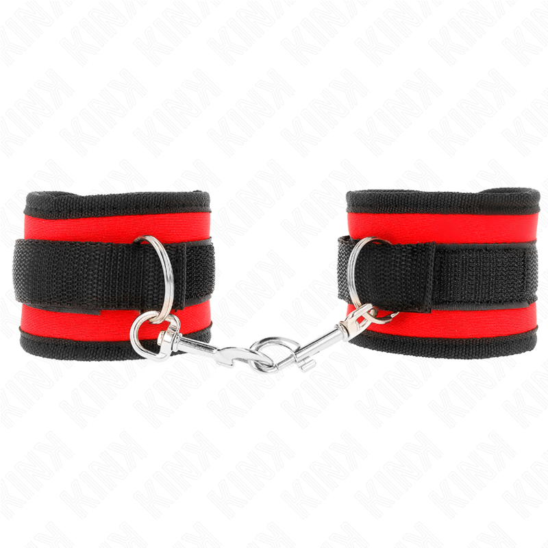 KINK – MUÑEQUERAS NYLON ROJO-NEGRO MODELO 2 AJUSTABLE 18-35 CM X 6 CM