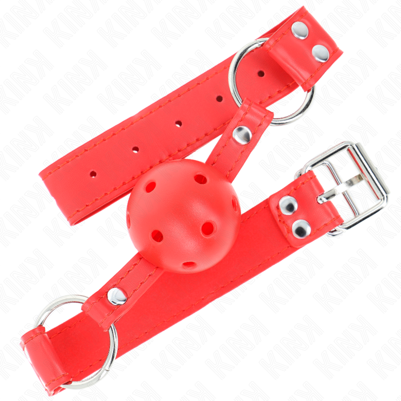 KINK – MORDAZA DE BOLA 4.5 CM DURA HUECA ROJO COMPLETA 62 x 2 CM