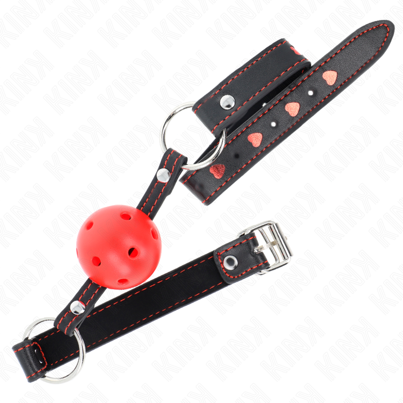 KINK – MORDAZA DE BOLA 4.5 CM ROJA DURA HUECA MODELO 2 65 x 2.5 CM