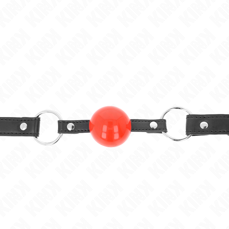 KINK – MORDAZA DE BOLA 4 CM CON CANDADO BOLA ROJA CORREA NEGRA 60 x 2 CM