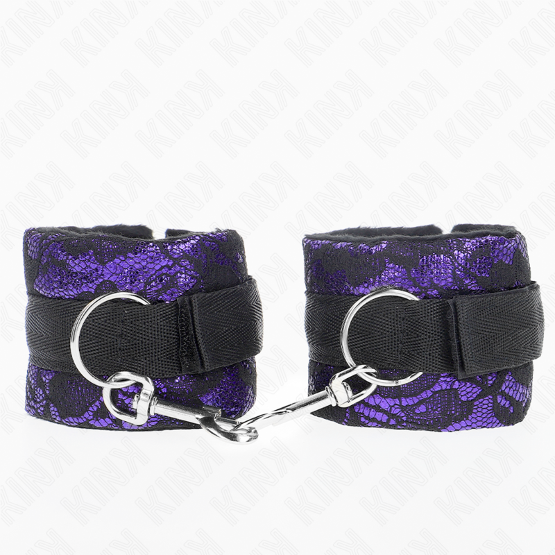 KINK – MUÑEQUERAS CORTAS DE ENCAJE TERCIOPELO Y UNIÓN DE NYLON VIOLETA/NEGRO 23 X 6.5 CM