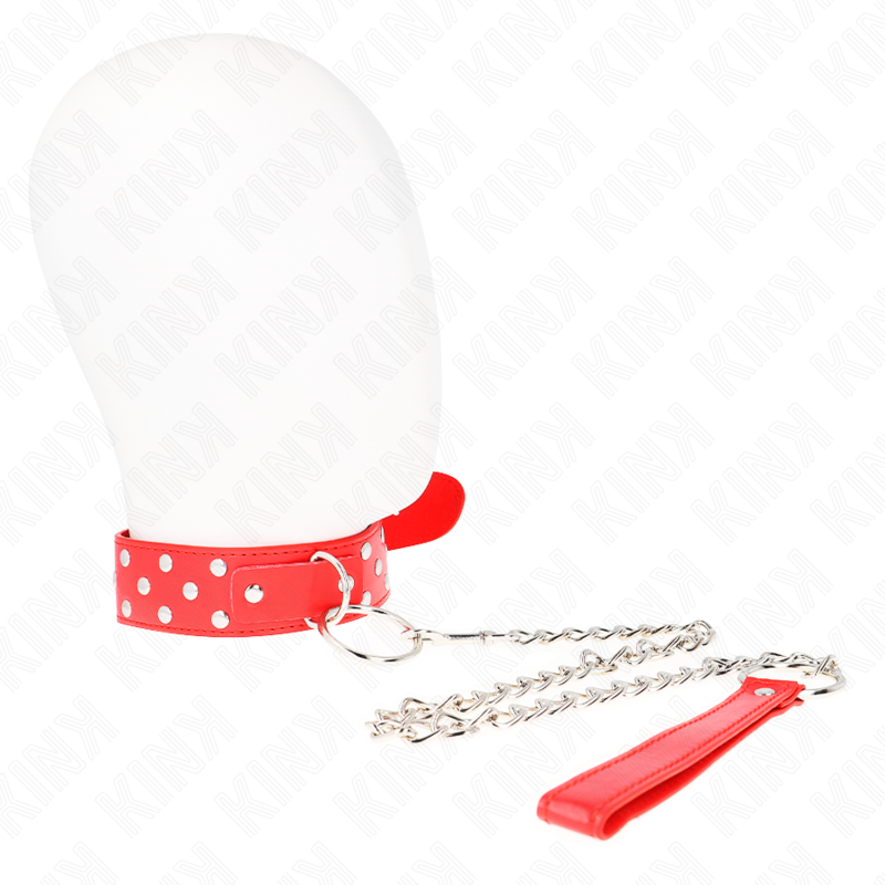 KINK – COLLAR CON CORREA 65 CM REMACHE ANILLA ROJO AJUSTABLE 36-50 CM X 3.8 CM