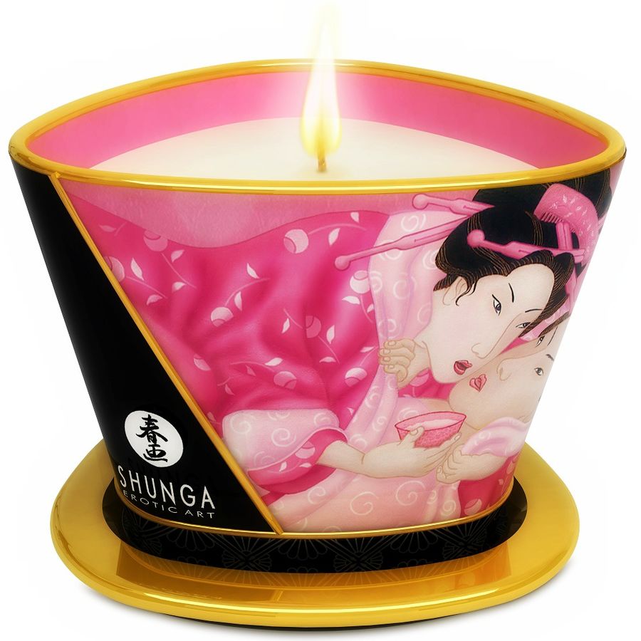 SHUNGA – MINI CARESS BY CANDELIGHT VELA MASAJE ROSAS AFRODISIACAS 170 ML