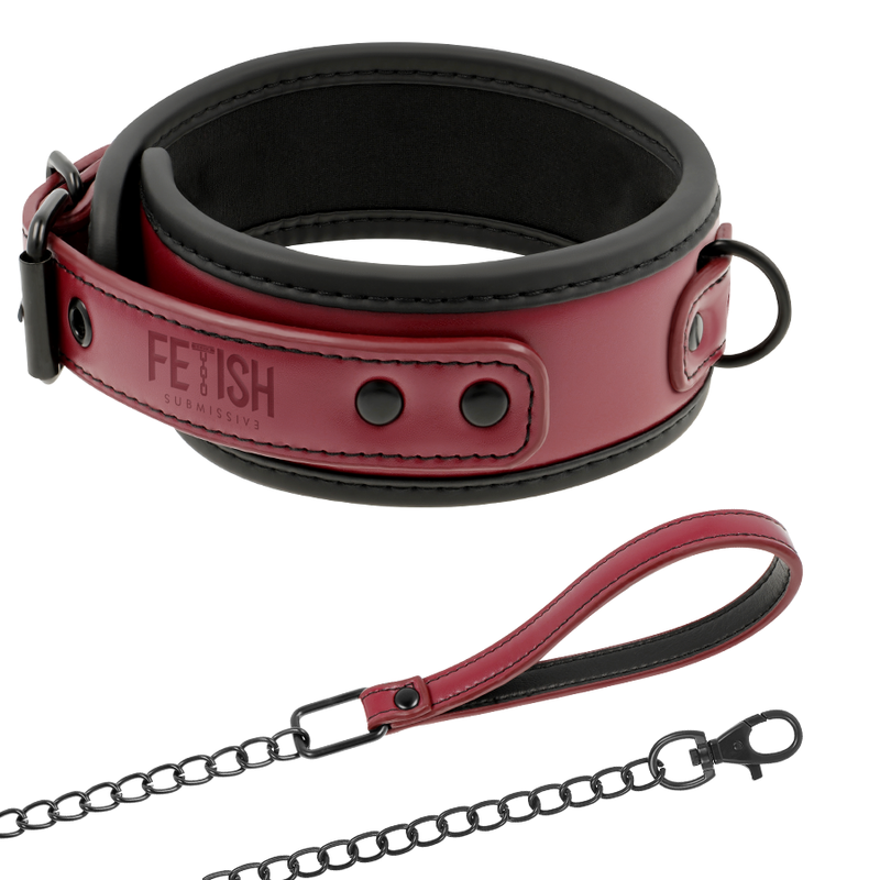 FETISH SUBMISSIVE DARK ROOM – COLLAR CON CADENA CON FORRO DE NEOPRENO